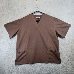Natural Uniforms Natural Comfort Adult Size Scrub XL Brown V Neck Short Sleeve